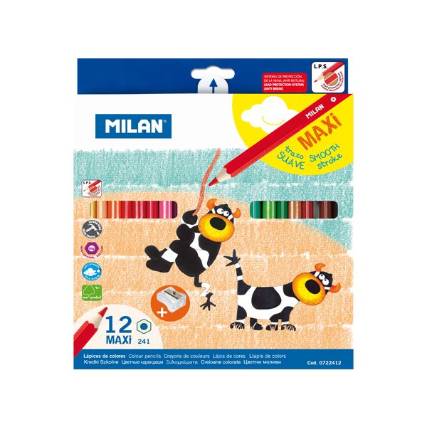 Pastelky MILAN Maxi šesťhranné 12 ks + orezávatko