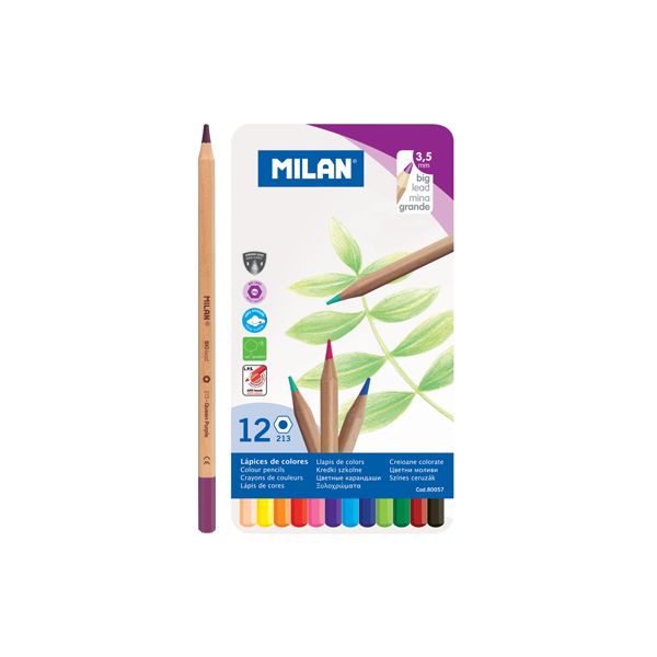 Pastelky MILAN šesťhranné 3,3 mm / 12 ks metal box