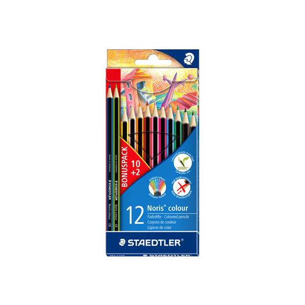Farebné ceruzky, šesťhranné, STAEDTLER "Noris Colour", 10+2 rôznych farieb