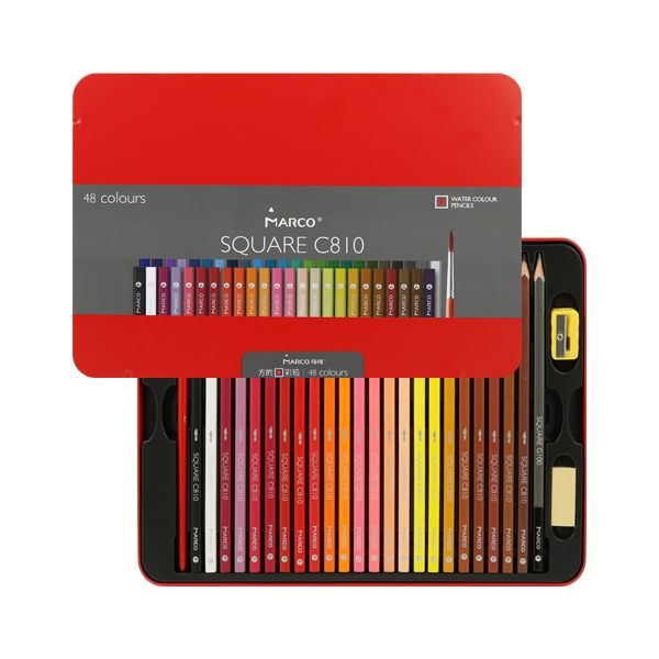 Pastelky štvorhranné MARCO Square C810 akvarelové - sada 48 ks v plech. boxe