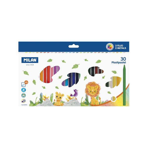 Pastelky MILAN okrúhle plastické 24 ks + 3 ks FLUO + 2 ks metalické