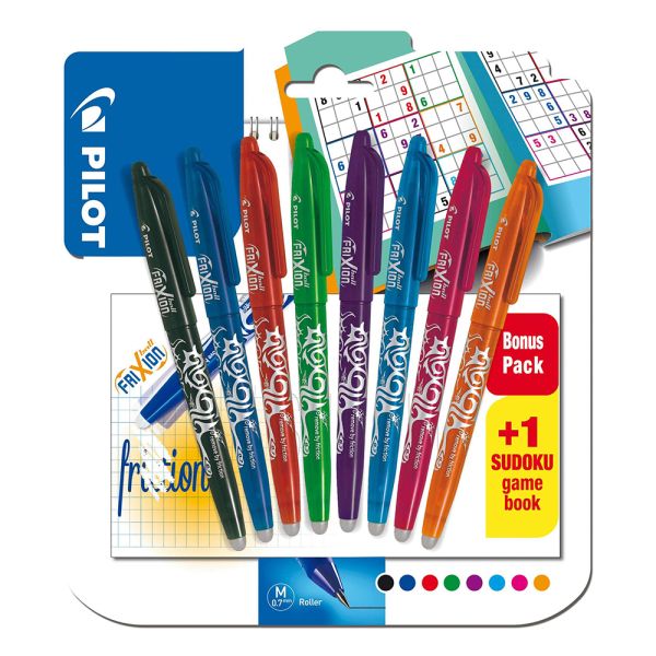 Roller gélový/gumovací PILOT Frixion Ball 0,7 mm mix farieb 8 ks + sudoku