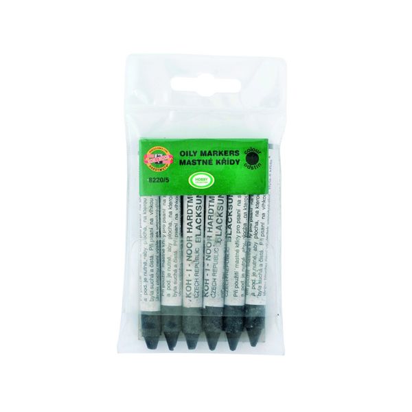 Krieda priemyselná KOH-I-NOOR mastná/čierna, sada 6 ks