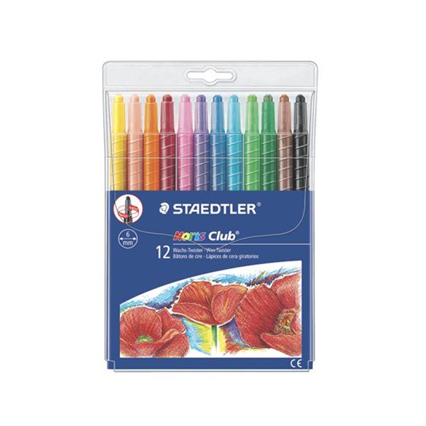 Voskovky, vysúvateľné, STAEDTLER "Noris Club", 12 rôznych farieb