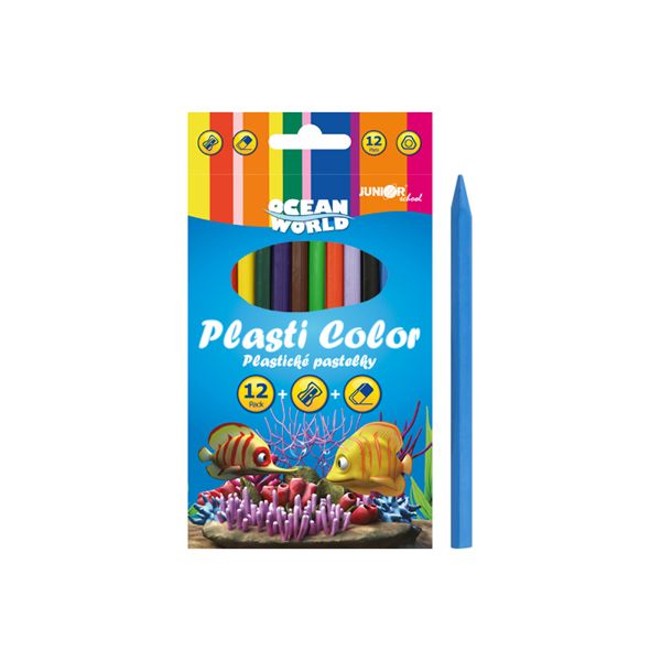 Plastické pastelky Plasti Color Ocean World - sada 12 ks