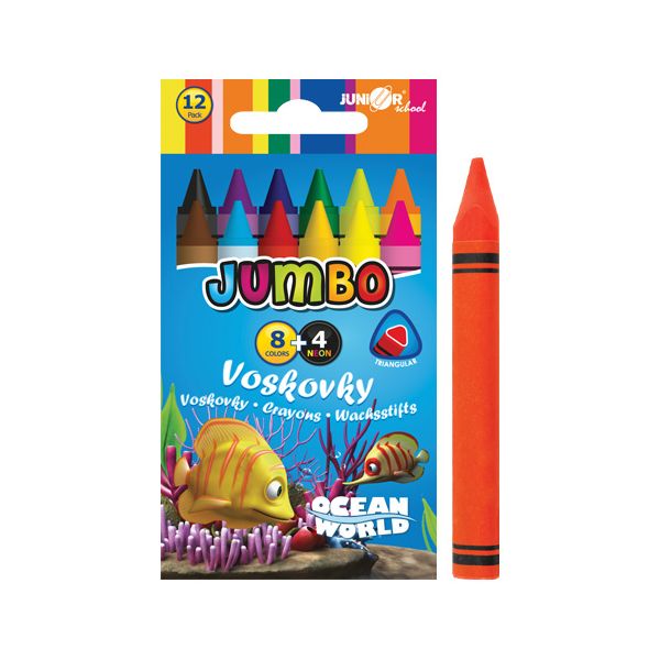 Voskovky Ocean World trojhranné JUMBO 12 ks