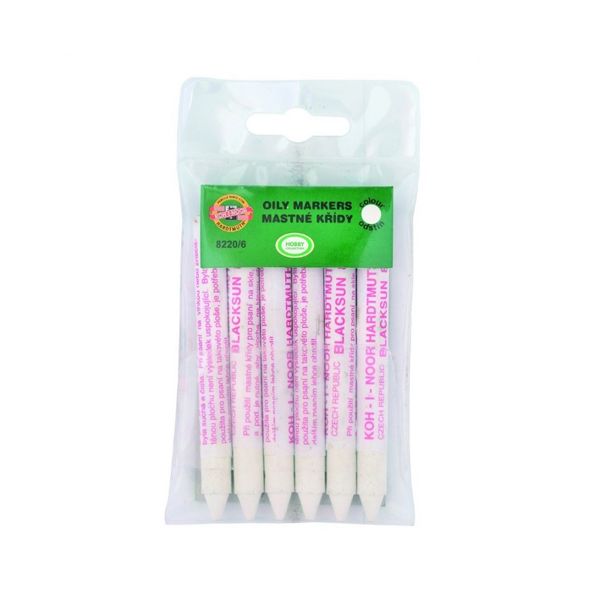 Krieda priemyselná KOH-I-NOOR mastná/biela, sada 6 ks