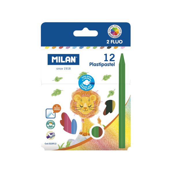 Pastelky MILAN plastické 10 ks + 2 ks FLUO