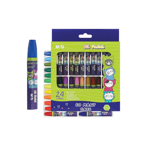 Olejové pastelky M&G šesťhranné So Many Cats, sada 24 ks