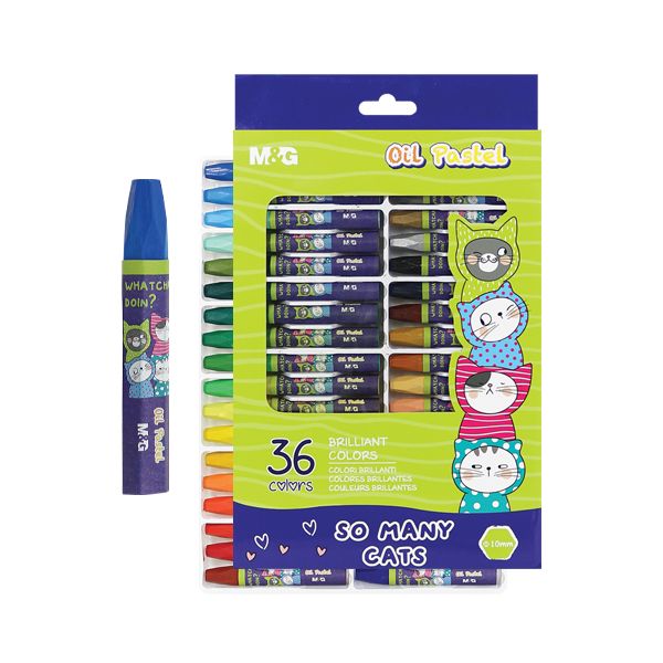 Olejové pastelky M&G šesťhranné So Many Cats, sada 36 ks