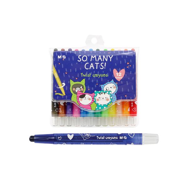Voskovky vysúvateľné M&G So Many Cats, sada 12 ks