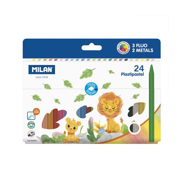 Pastelky MILAN okrúhle plastické 19 ks + 3 ks FLUO + 2 ks metalické