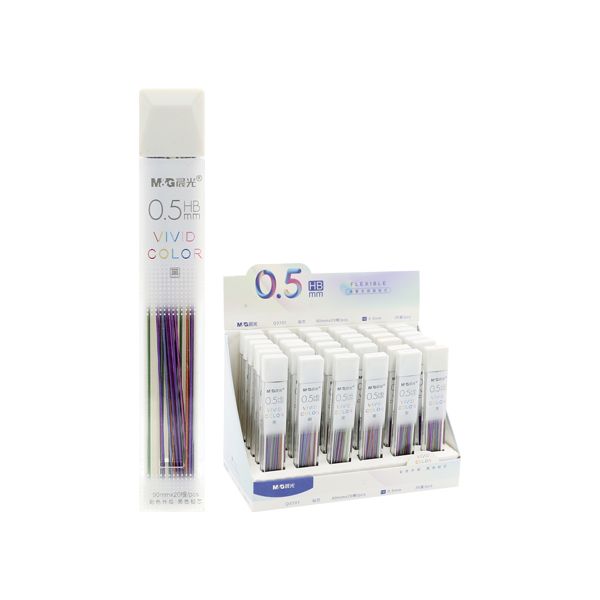 Grafitové tuhy M&G Vivid Color HB/0,5 mm, farebný povrch, 20 ks