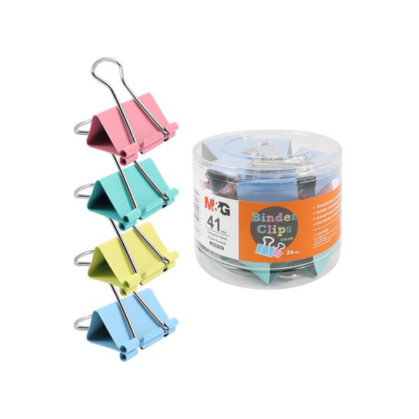 Klip Binder M&G - farebný (41 mm), 24 ks