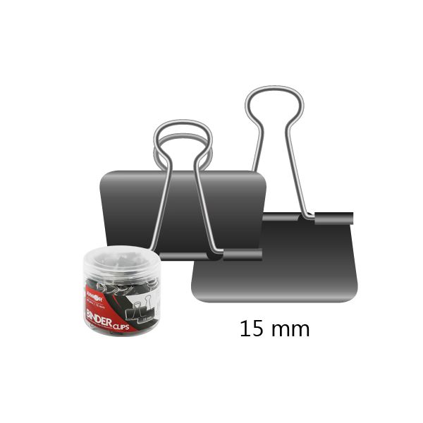 Klip binder/čierny JUNIOR, 15 mm/60 ks, pp box