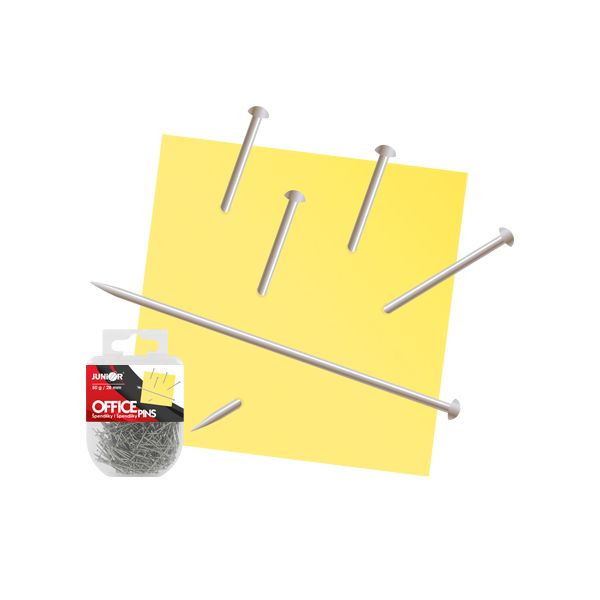Špendlíky kancelárske JUNIOR, 28 mm/50 g, pp box