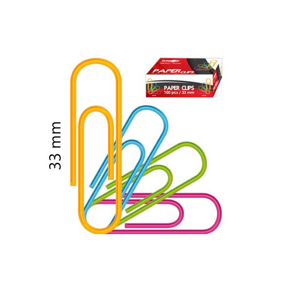 Spony hladké/farebné JUNIOR, 33 mm/100 ks