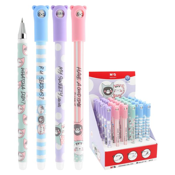Pero gélové /gumovacie M&G iErase So Many Cats Pastel 0,5mm  - modrá náplň