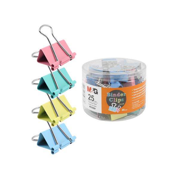 Klip Binder M&G - farebný (25 mm), 48 ks