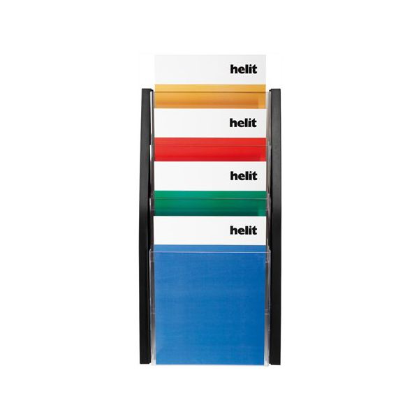 Nástenný držiak na prospekty, A4, čierny