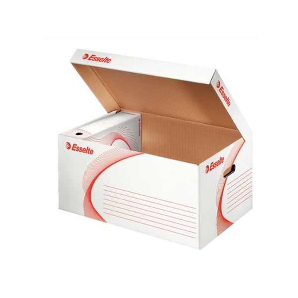 Archívna škatuľa so sklápacím vekom Esselte biela/červená