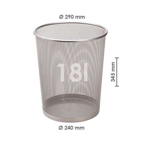 Drôtený kôš na odpadky, strieborný 18 l