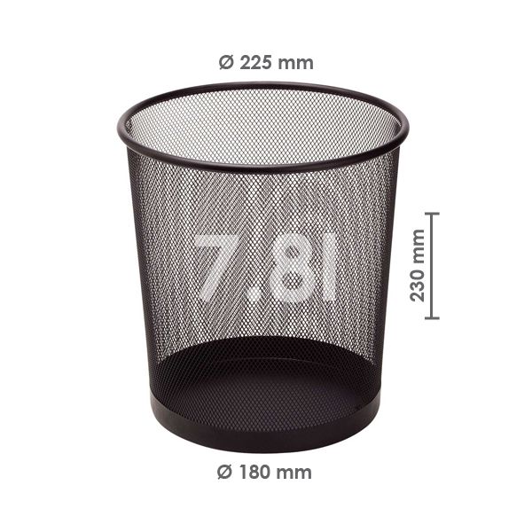 Drôtený kôš na odpadky, čierny 7,8 l