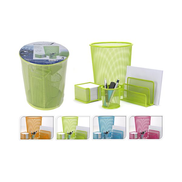 Drôtená kancelárska sada 4 ks, mix farieb