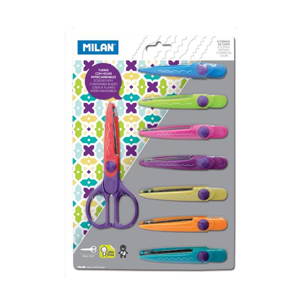 Nožnice dekoračné MILAN s vymeniteľnými čepeľami, sada 8 ks