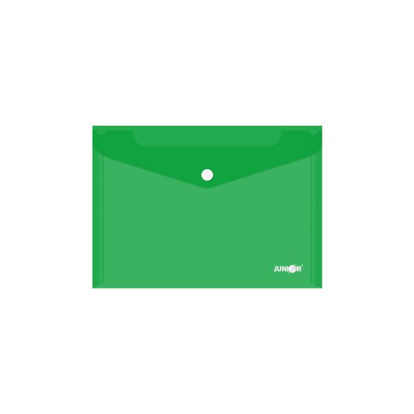 Obal s patentkou PP/A5, priehľadný/zelený