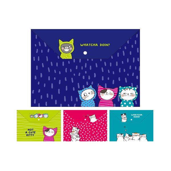 Obal PP s patentkou M&G A4, So Many Cats, mix/1ks