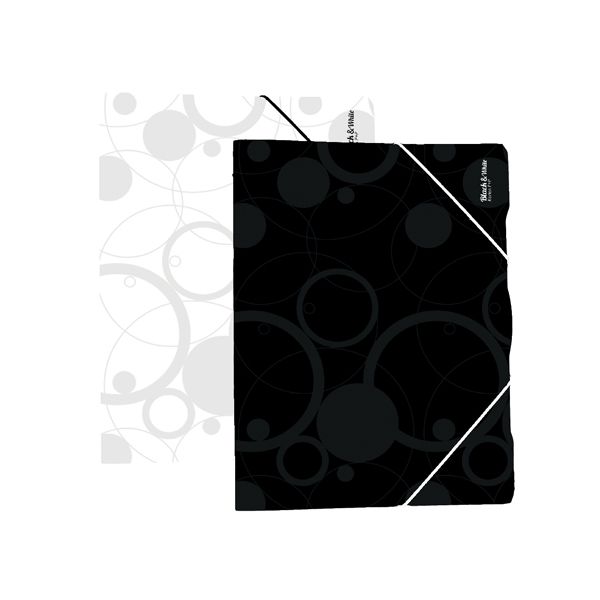 Zakladacia mapa PP 3-chlopňová s gumou A4, čierna (Black&White)