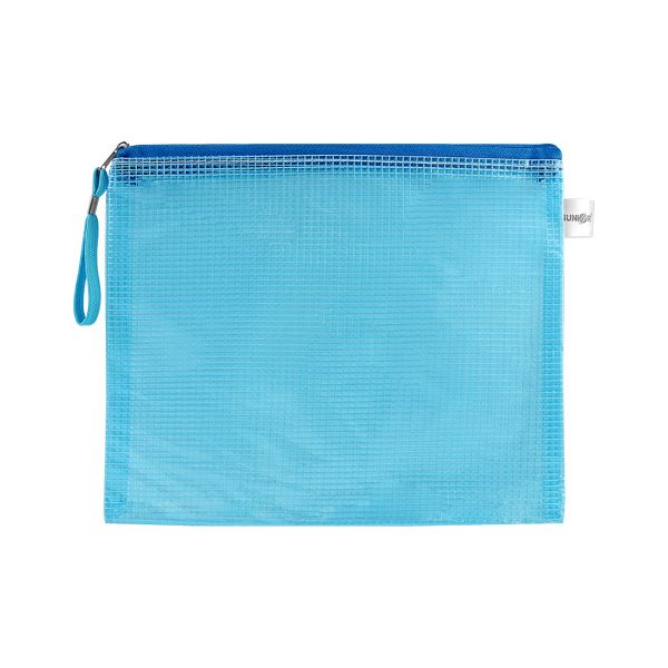 Sieťovaná obálka so zipsom PVC/A4, modrá