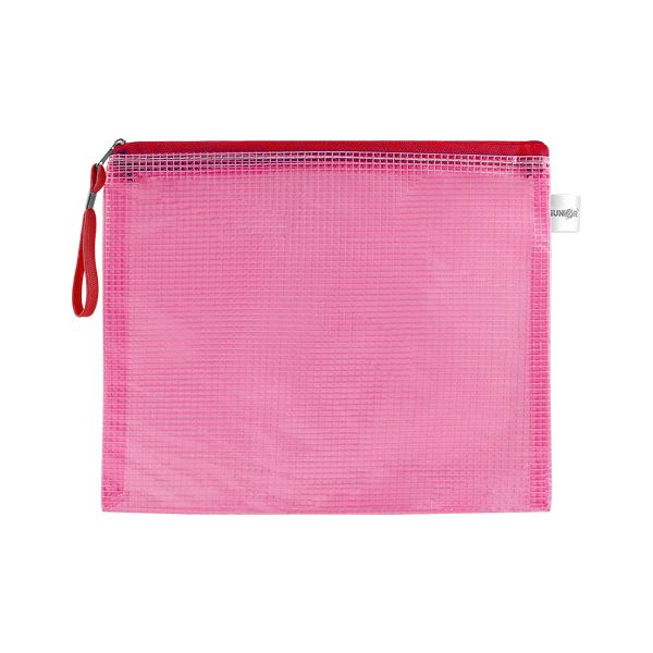 Sieťovaná obálka so zipsom PVC/A4, ružová