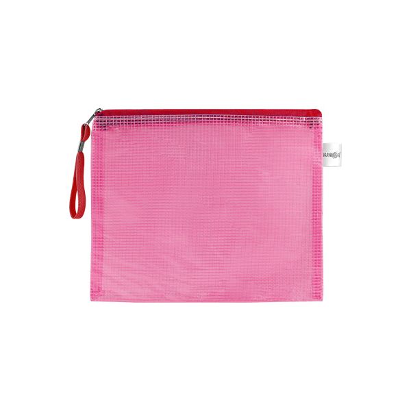 Sieťovaná obálka so zipsom PVC/A5, ružová