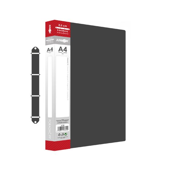 Poradač PP 4-krúžkový JUNIOR A4/2,5 cm - čierny