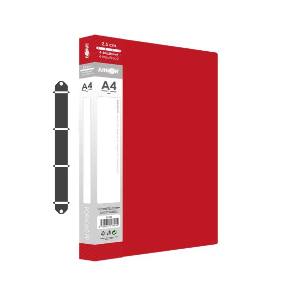 Poradač PP 4-krúžkový JUNIOR A4/2,5 cm - červený