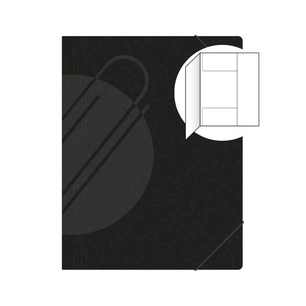 Odkladacia mapa s 3 chlopňami, s gumičkou PREŠPÁN 253 - čierna