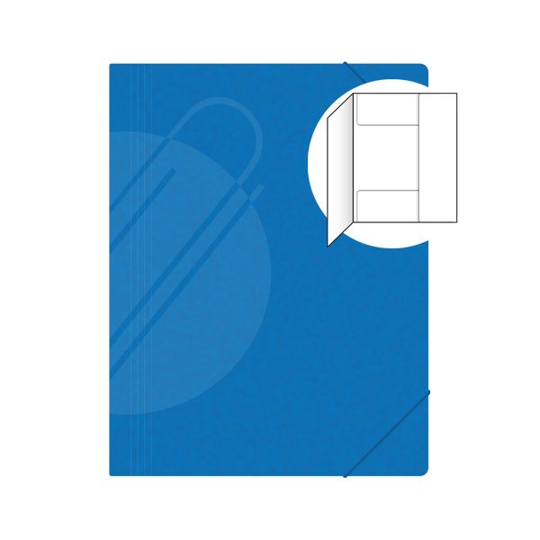 Odkladacia mapa s 3 chlopňami, s gumičkou PREŠPÁN 253 - modrá