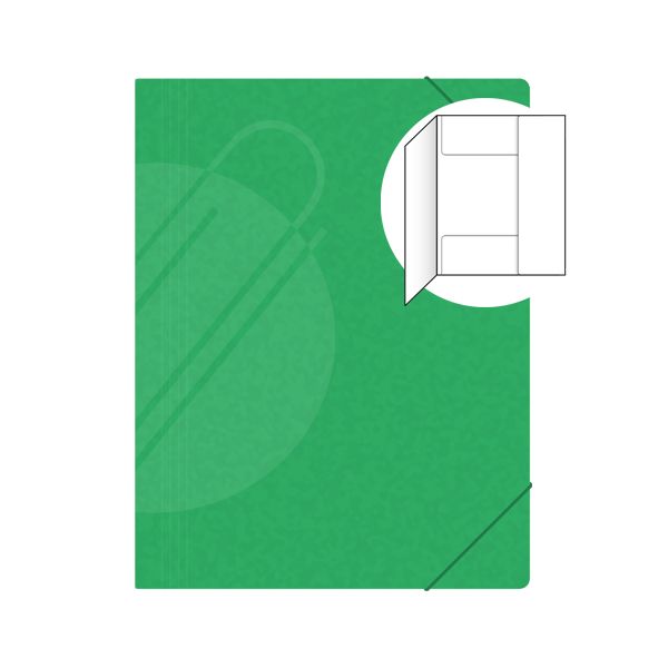 Odkladacia mapa s 3 chlopňami, s gumičkou PREŠPÁN 253 - zelená