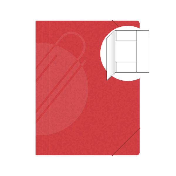 Odkladacia mapa s 3 chlopňami, s gumičkou PREŠPÁN 253 - červená