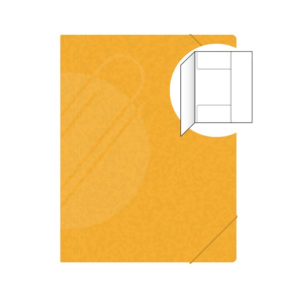 Odkladacia mapa s 3 chlopňami, s gumičkou PREŠPÁN 253 - žltá