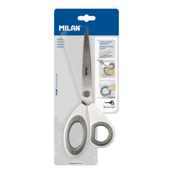 Nožnice MILAN kancelárske biele 8,7"/22 cm