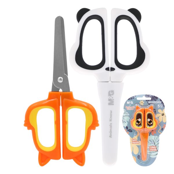 Nožnice detské M&G Animals Know 5,5"/136 mm (oranžové, biele)