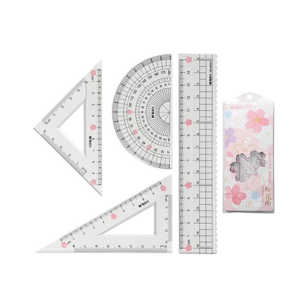 Sada pravítok M&G Sakura, sada 4 ks/transparentná