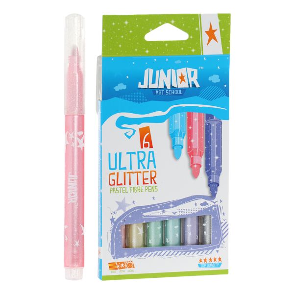 Fixy JUNIOR ultra glitter pastelové farby - sada 6 ks