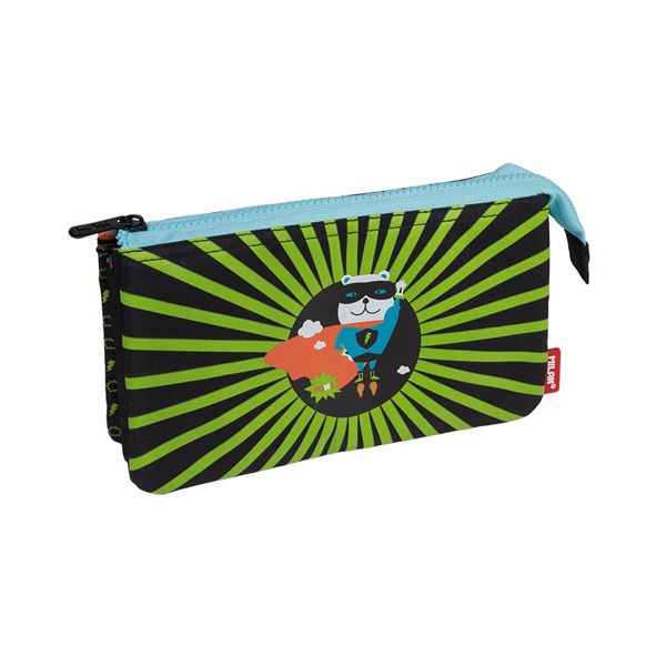 Puzdro na ceruzky MILAN Super Heroes - 5 vreckové, zelené