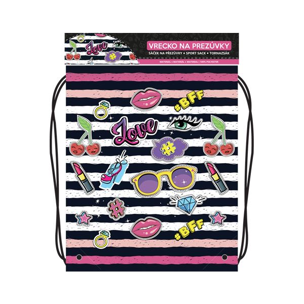 Vrecko na prezuvky s potlačou - Seria 4 - Love Fashion