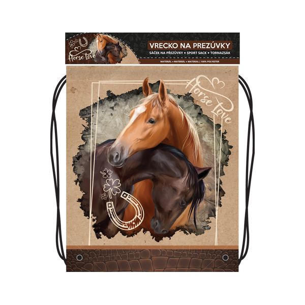 Vrecko na prezuvky s potlačou - Seria 5 - Horse Love