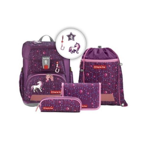 Školská aktovka Cloud pre prváčikov - 5-dielny set, Step by Step Jednorožec certifikát